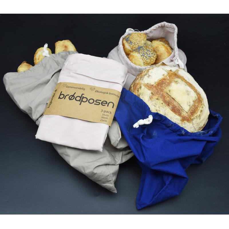 Økologiske Brødposer 3 Pak fra Bagestålet
