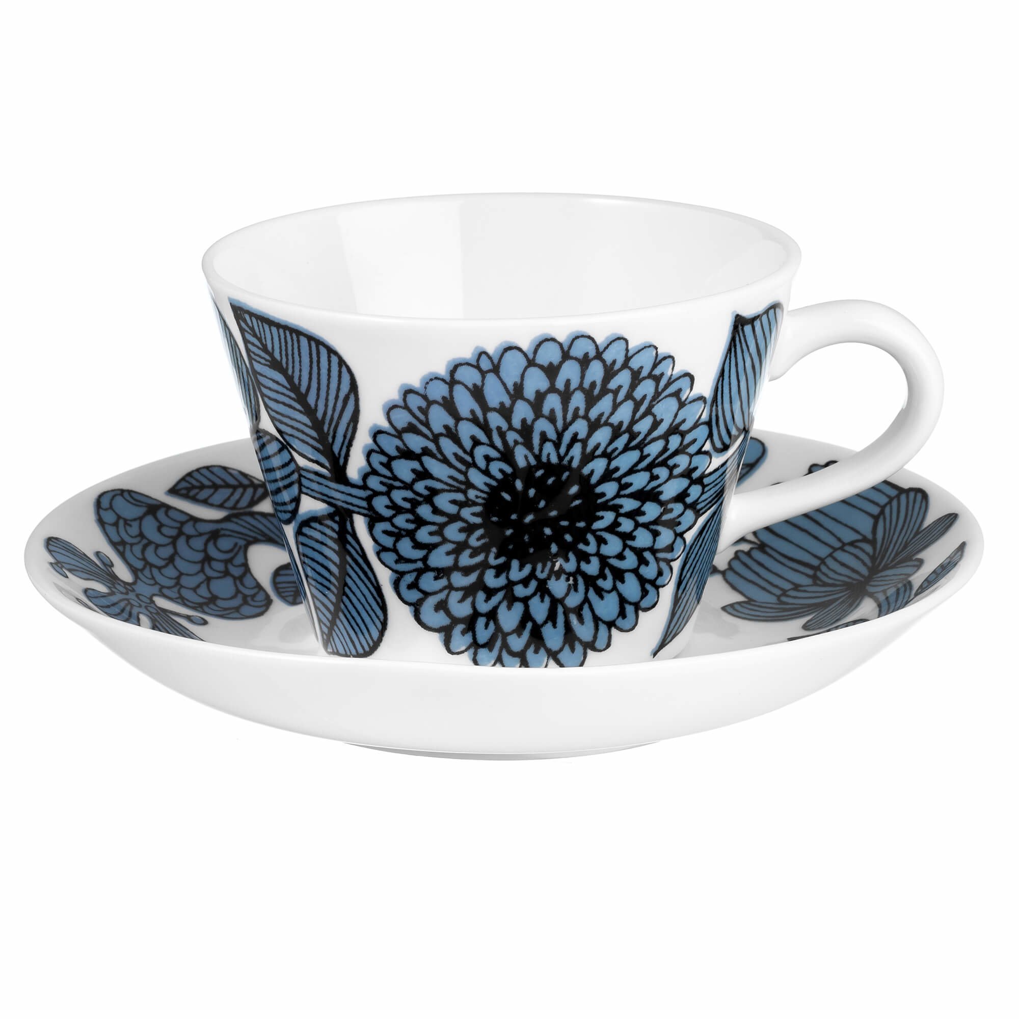 Blå Aster Kaffekop Med Underkop, 15 Cl fra Gustavsberg