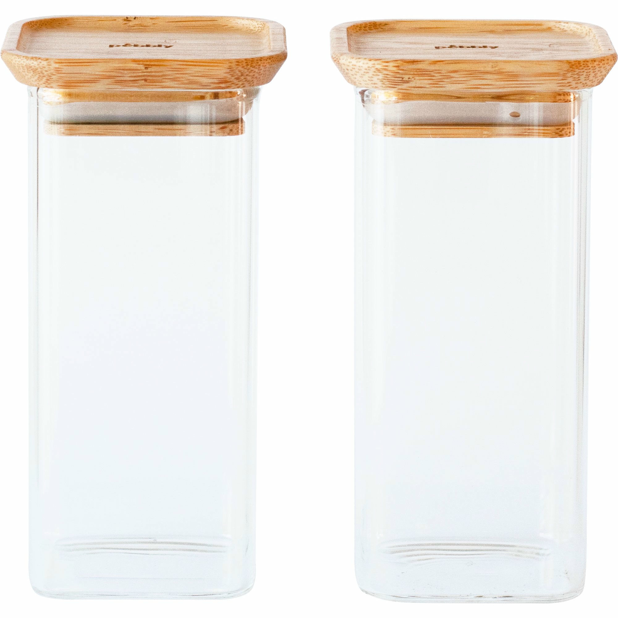 Opbevaringsglas Med Bambuslåg Small, 2 Stk. fra Pebbly