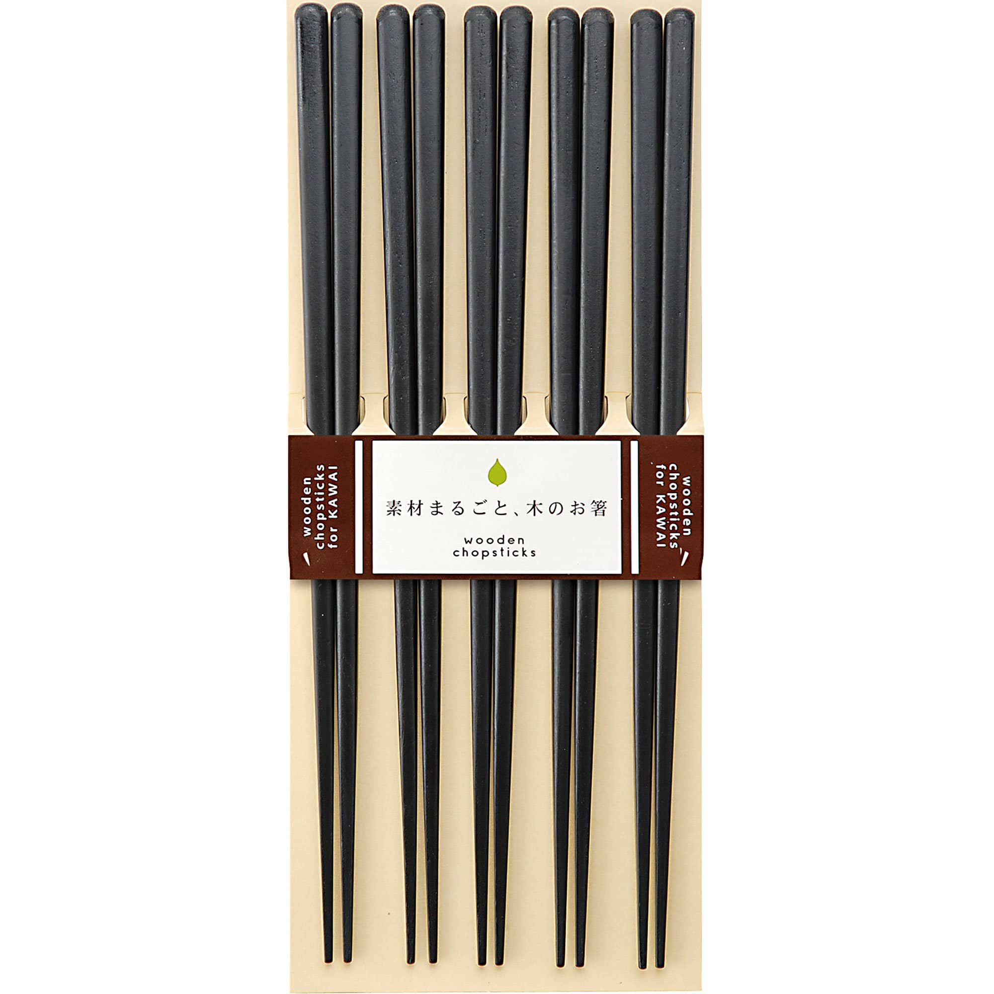 Spisepinde Plain Wood 5 Sæt, Sort fra Kawai
