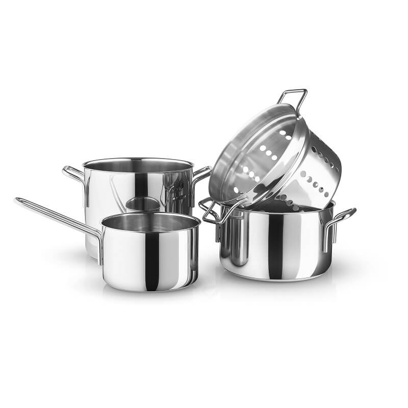 Eva Trio Recycled Rustfrit Stål Grydesæt Dele Med Pastaindsats