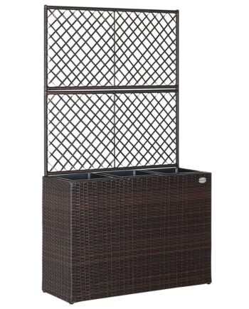 Polyrattan Blomsterkasse Med Espalier Brun
