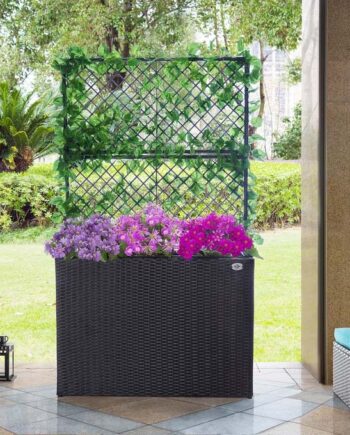 Polyrattan Blomsterkasse Med Sort Espalier