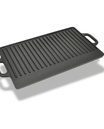 Vendbar Grillplade Støbejern  Ribbet Plan