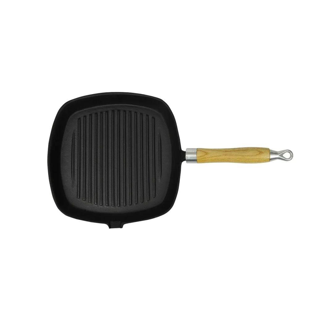 Grillpande Støbejern Med Træhåndtag